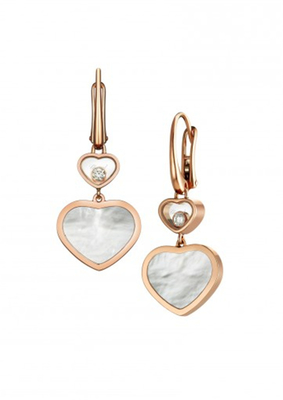 Ευτυχή χρυσά σκουλαρίκια 18K καρδιών κοσμήματος γυναικείου Chopard με τα φυσικά διαμάντια Stone