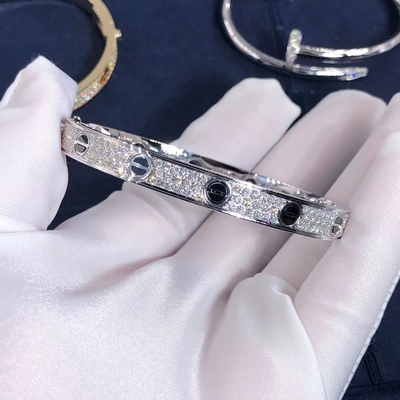 High End Jewelry 18K Gold Car Tier LOVE Bracelet Diamond Paved For Women'S
