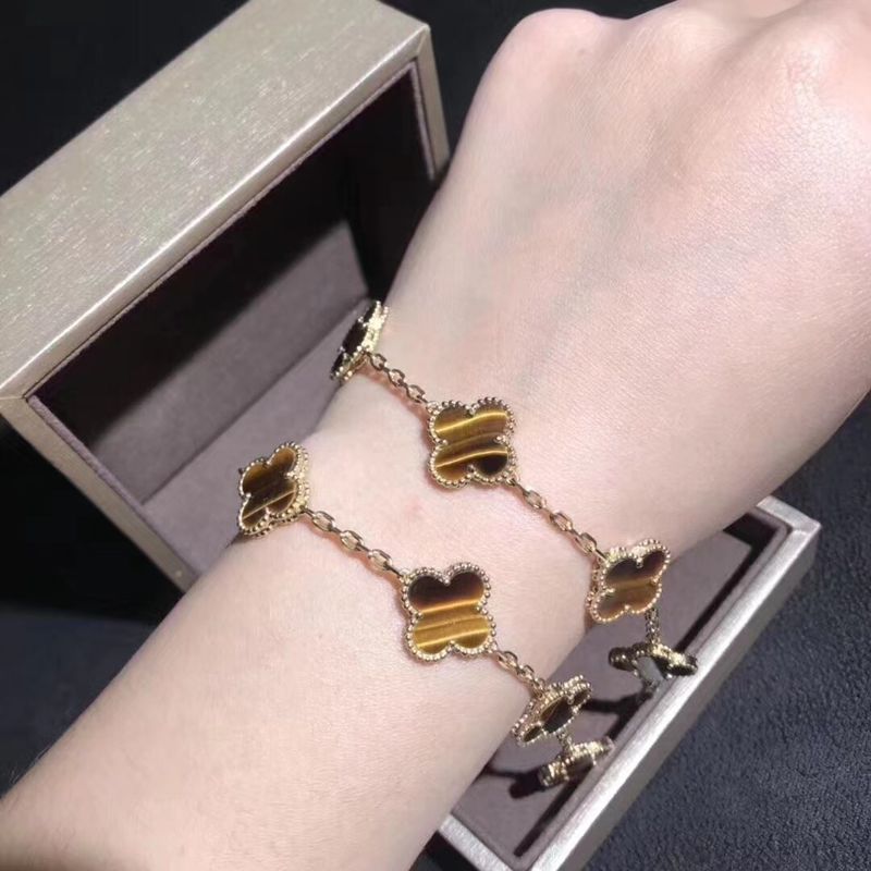 Ποιότητα 18K χρυσός και Real Diamonds Van Cleef και Arpels 5 εκλεκτής ποιότητας Alhambra μοτίβων βραχιόλι εργοστάσιο