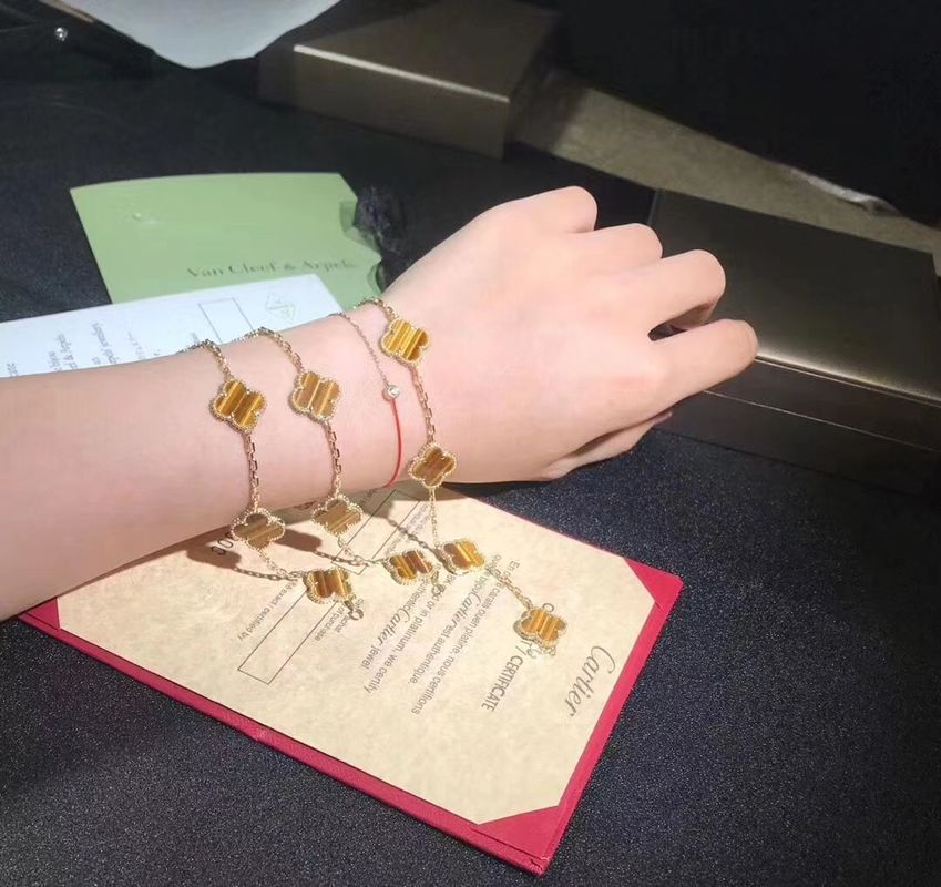 Ποιότητα 18K χρυσός και Real Diamonds Van Cleef και Arpels 5 εκλεκτής ποιότητας Alhambra μοτίβων βραχιόλι εργοστάσιο