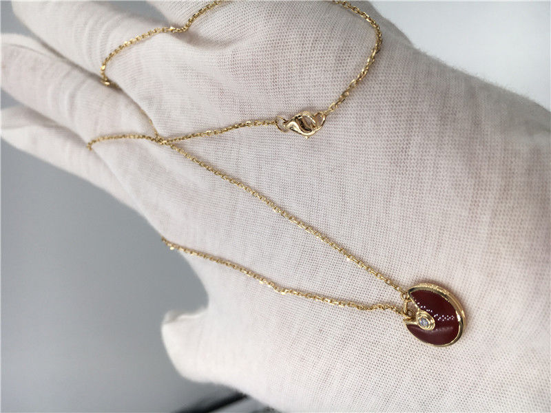 Ποιότητα XS η πρότυπη συνήθεια Jewelry Amulette de Necklace 18K υψηλών σημείων αυξήθηκε χρυσό Carnelian εργοστάσιο