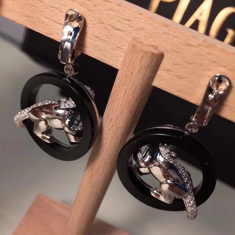 Ποιότητα Χρυσός σκουλαρικιών διαμαντιών 18K Jewelry PanthèRe de νεφρίτης Onyx White Gold σμαράγδων εργοστάσιο