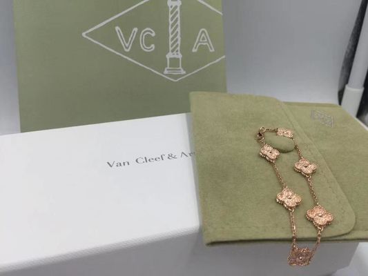 Ποιότητα Van Cleef & το γλυκό Alhambra βραχιόλι 6 Arpels μοτίβα αυξήθηκαν χρυσός εργοστάσιο
