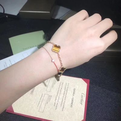 Ποιότητα 18K χρυσός και Real Diamonds Van Cleef και Arpels 5 εκλεκτής ποιότητας Alhambra μοτίβων βραχιόλι εργοστάσιο