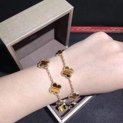Ποιότητα 18K χρυσός και Real Diamonds Van Cleef και Arpels 5 εκλεκτής ποιότητας Alhambra μοτίβων βραχιόλι εργοστάσιο