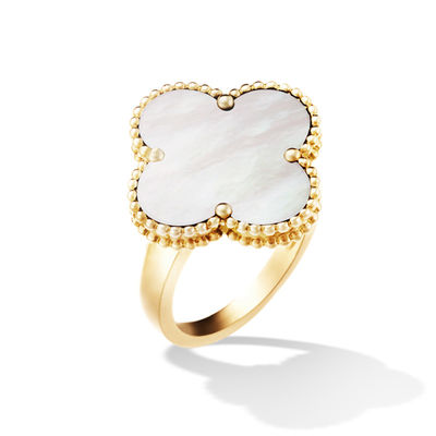 Ποιότητα VCARF78900 Van Cleef και μαγικός Alhambra κίτρινος χρυσός δαχτυλιδιών Arpels με τη μορφή λουλουδιών εργοστάσιο