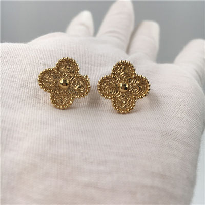 Ποιότητα Van Cleef Vintage Alhambra σκουλαρίκια, 18K Yellow Gold Van Cleef Mini Alhambra σκουλαρίκια εργοστάσιο