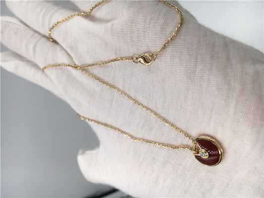 Ποιότητα XS η πρότυπη συνήθεια Jewelry Amulette de Necklace 18K υψηλών σημείων αυξήθηκε χρυσό Carnelian εργοστάσιο
