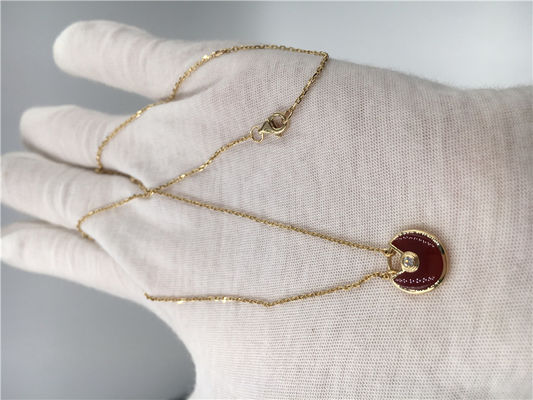 Ποιότητα XS η πρότυπη συνήθεια Jewelry Amulette de Necklace 18K υψηλών σημείων αυξήθηκε χρυσό Carnelian εργοστάσιο