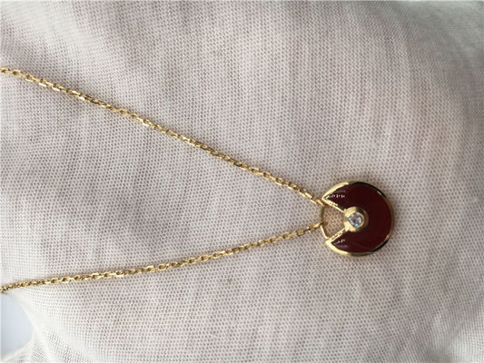 Ποιότητα XS η πρότυπη συνήθεια Jewelry Amulette de Necklace 18K υψηλών σημείων αυξήθηκε χρυσό Carnelian εργοστάσιο