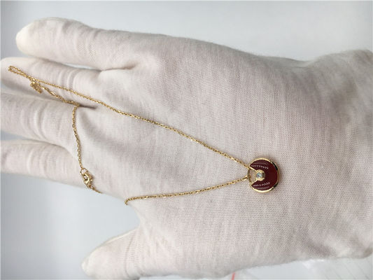 Ποιότητα XS η πρότυπη συνήθεια Jewelry Amulette de Necklace 18K υψηλών σημείων αυξήθηκε χρυσό Carnelian εργοστάσιο
