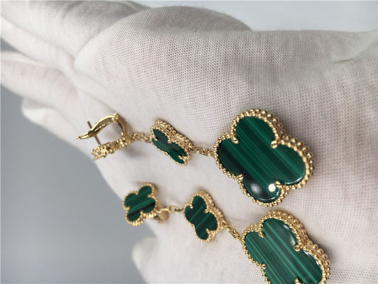 Ποιότητα Πράσινα χρυσά Vca Alhambra σκουλαρίκια 18k, Van Cleef Onyx σκουλαρίκια με Malachite εργοστάσιο
