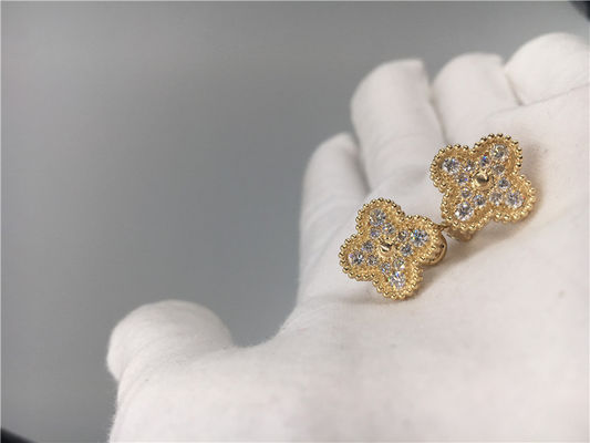 Ποιότητα Στρογγυλά εκλεκτής ποιότητας 18K χρυσά σκουλαρίκια διαμαντιών χειροποίητα για τη σύζυγο/τη φίλη εργοστάσιο