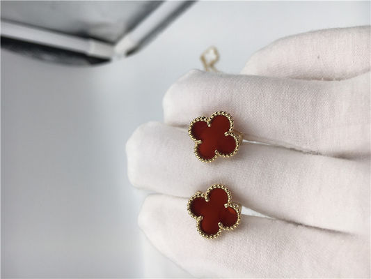 Ποιότητα Van Cleef Arpels γλυκός Alhambra earstuds 18k κίτρινος χρυσός με carnelian εργοστάσιο