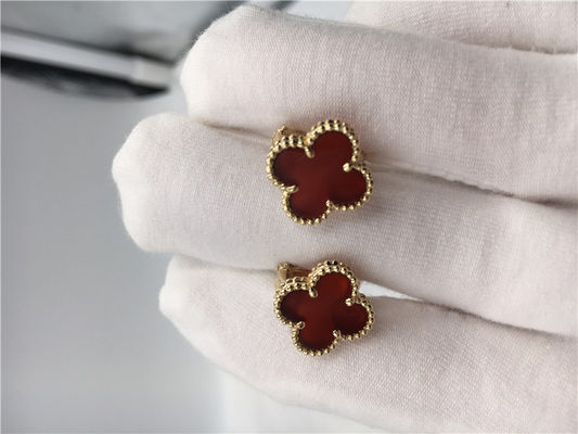 Ποιότητα Van Cleef Arpels γλυκός Alhambra earstuds 18k κίτρινος χρυσός με carnelian εργοστάσιο