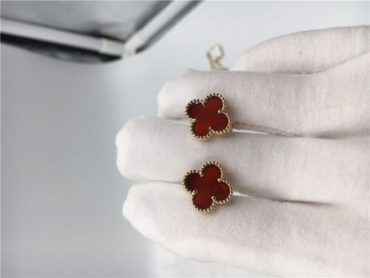 Ποιότητα Van Cleef Arpels γλυκός Alhambra earstuds 18k κίτρινος χρυσός με carnelian εργοστάσιο