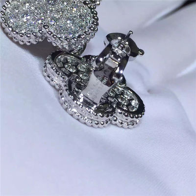 Ποιότητα Van Cleef Arpels μαγικά Alhambra άσπρα χρυσά και στρογγυλά διαμάντια σκουλαρικιών 18k εργοστάσιο