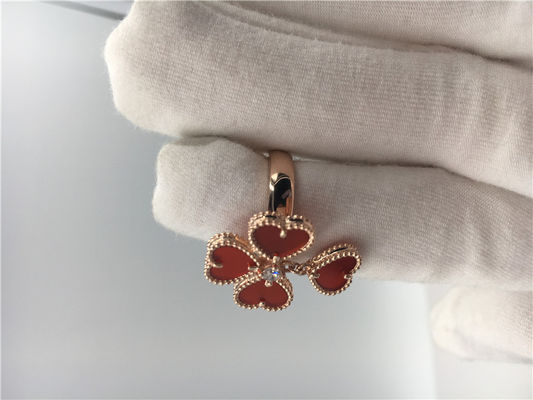 Ποιότητα 18k Rose Gold Van Cleef και δαχτυλίδι λουλουδιών Arpels με Carnelian/το στρογγυλό διαμάντι εργοστάσιο