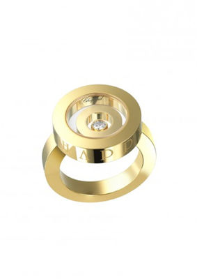 Ποιότητα 18K χρυσό δαχτυλίδι πνευμάτων Chopard ευτυχές, φυσικό δαχτυλίδι διαμαντιών 0,1 καρατιών μορφής καρδιών εργοστάσιο