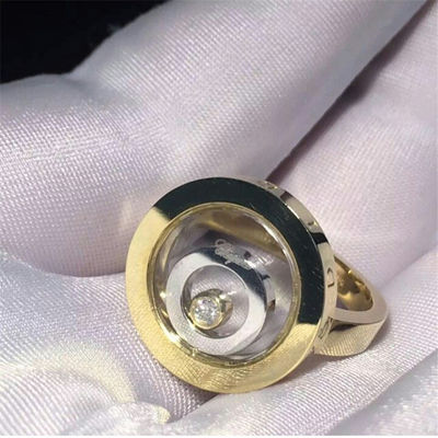 Ποιότητα 18K χρυσό δαχτυλίδι πνευμάτων Chopard ευτυχές, φυσικό δαχτυλίδι διαμαντιών 0,1 καρατιών μορφής καρδιών εργοστάσιο