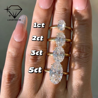Luxuryshine Oval Cut VVS2/VS1 Lab Grown Diamond 1-5CT Solitaire Ring 18K Solid Gold Custom Jewelry με Πιστοποιητικό IGI