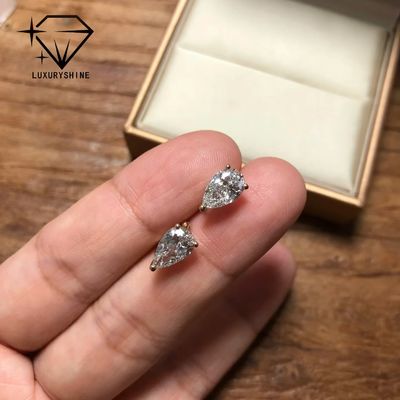 Ποιότητα 18K χρυσό αχλάδι κόψιμο εργαστηρίου καλλιεργημένο διαμάντι Stud σκουλαρίκια VVS-VS καθαρότητα εργοστάσιο