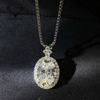 Ποιότητα 18K χρυσό οβάλ εργαστηριακό καλλιεργημένο διαμαντένιο μενταγιόν VVS1-VS1 0.3-3.0ct εργοστάσιο