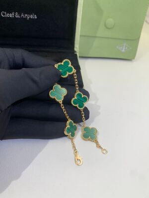 Women Van Cleef και βραχιόλι 5 κίτρινο χρυσό Malachite VCARL80900 Arpels Alhambra μοτίβων