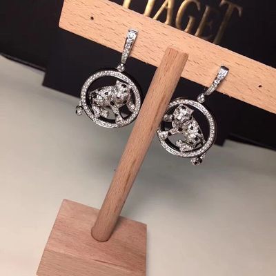 Ποιότητα Χρυσός σκουλαρικιών διαμαντιών 18K Jewelry PanthèRe de νεφρίτης Onyx White Gold σμαράγδων εργοστάσιο
