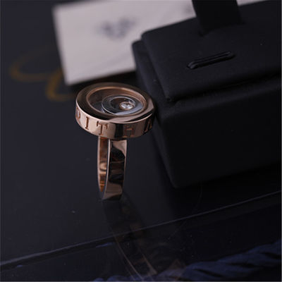 Ποιότητα Το ευτυχές δαχτυλίδι πνευμάτων Chopard σε 18k αυξήθηκε χρυσός άσπρος χρυσός με το διαμάντι εργοστάσιο